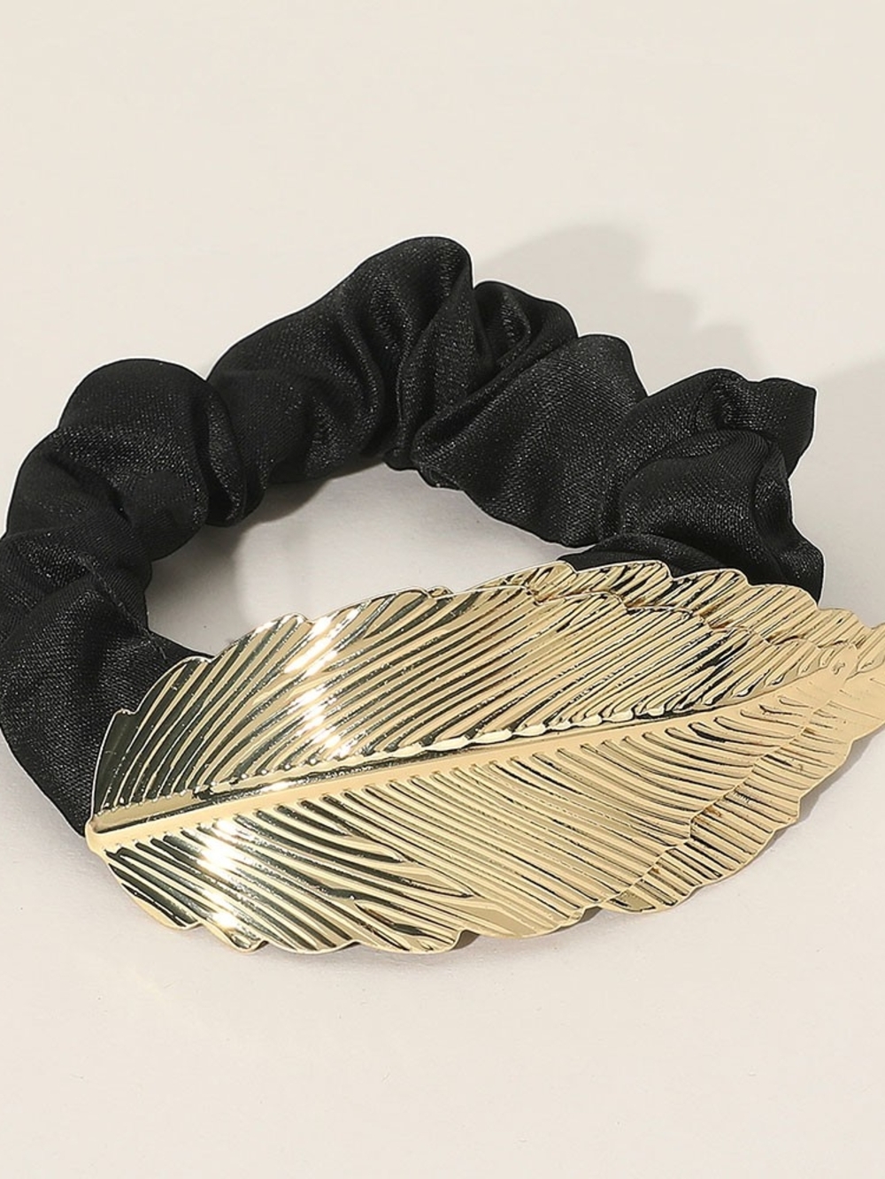 Textured Metal Leaf Hair Scrunchies